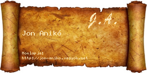 Jon Anikó névjegykártya